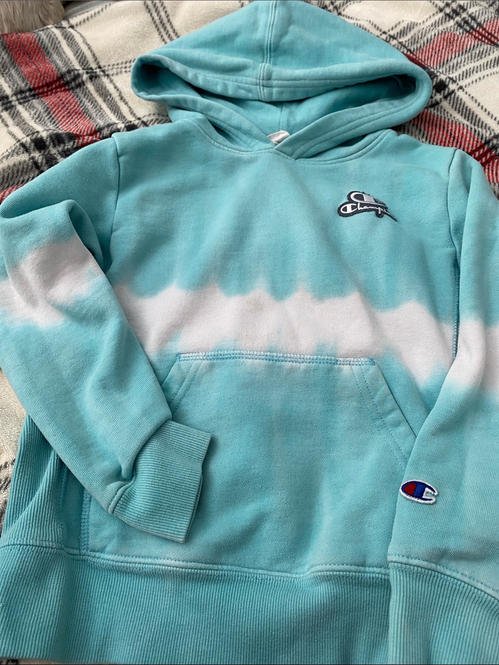 Champion Kids Aqua & White Tie-Dye Hoodie